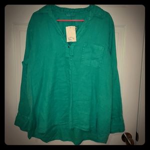 NWT Soft Surroundings Green Linen Blouse - XL